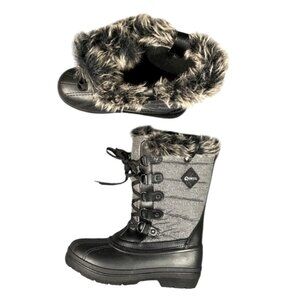 New Quest Powder Womens Size 8 Black/Grey Winter Boots Faux Fur NWT
